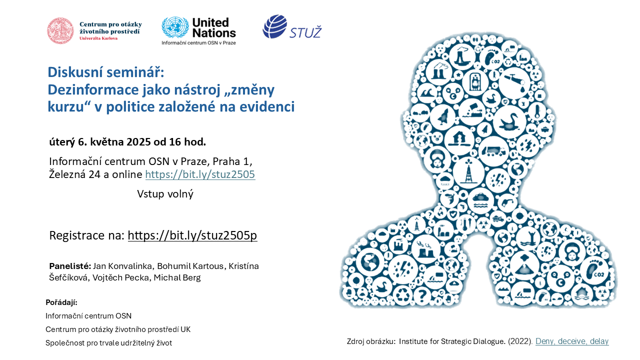 Zveme vás na diskusní seminář Dezinformace jako nástroj „změny kurzu“ v politice založené na evidenci  – út. 6. května od 16 hod.